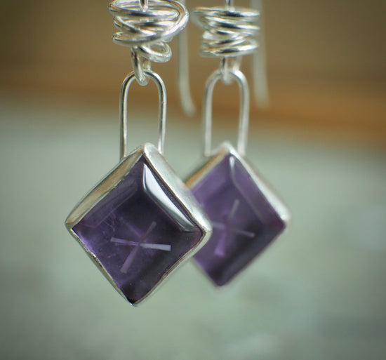 Frozen in Time: Frosty Lilacs — A Pair of Bridewell Stone Dangle Earrings in Sterling Silver