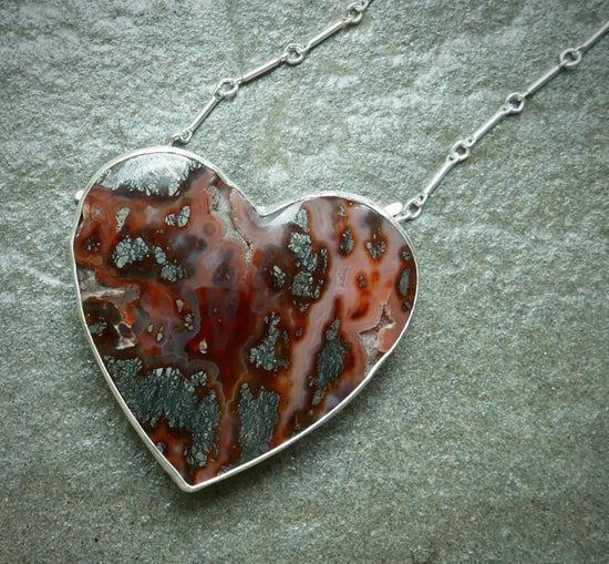 Healing Heart — A 2 in 1 Marcasite Heart Pendant Necklace and Brooch in Sterling Silver
