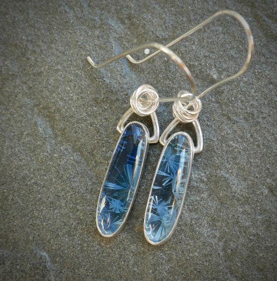 Frozen in Time: Blue Icicles — Bridewell Stone Dangle Earrings in Sterling Silver