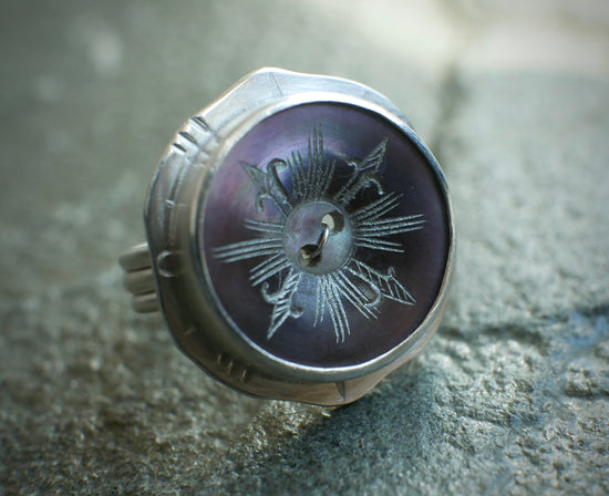 The Tie That Binds — A Vintage Button Ring in Sterling Silver — Size 6 1/2