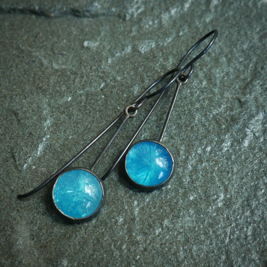 Frozen in Time: Summer Fireworks — A Pair of Bridewell Stone Dangle Earrings in Oxidized Sterling Silver