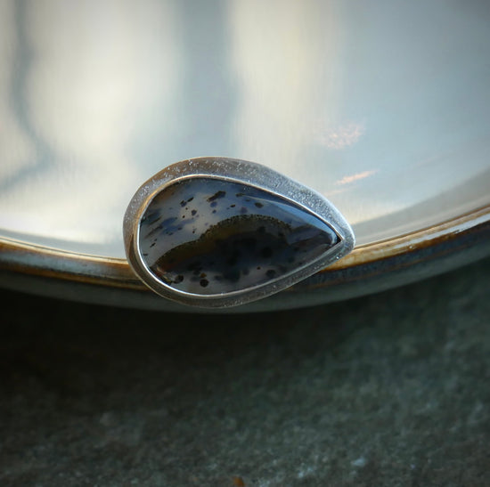 Dusty Evening on the Plains — A Montana Agate Landscape Ring in Sterling Silver — Size 5