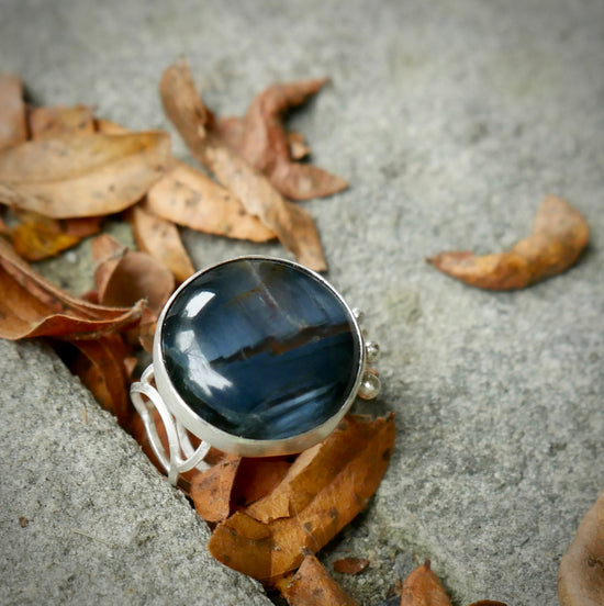 Storm in the Oasis — A Landscape Pietersite Statement Ring in Sterling Silver — Size 6 1/2