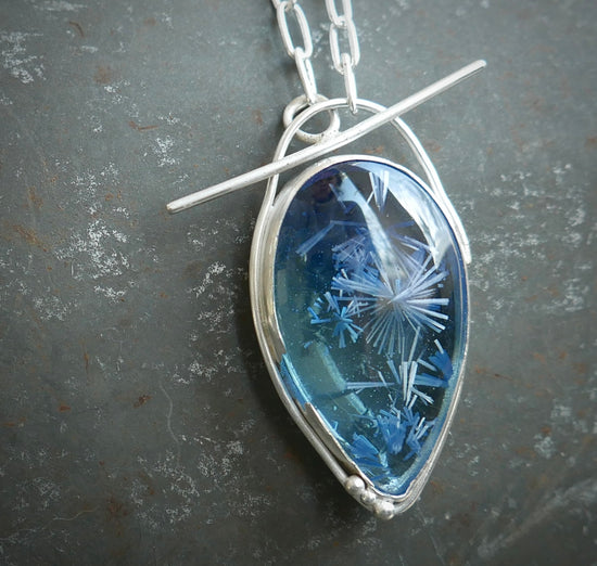 Frozen in Time: Upturned Tear — A Bridewell Stone Pendant Necklace in Sterling Silver