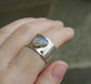 Keeper of the Galaxies — Boulder Pipe Crystal Opal Ring in Sterling Silver and Solid 14kt Gold — Size 6 3/4
