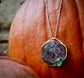 Secret Garden — A Plume Petrified Wood and Serpentine Necklace in Sterling Silver and Brass