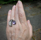 Salem Mystic — A Dendritic Agate and Amethyst Satellite Ring in Oxidized Sterling Silver — Size 8 1/2 to 9
