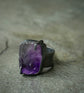 Violet Ice — An Natural Edged Amethyst Statement Ring in Oxidized Silver — Size 7 1/2