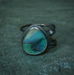Swirling Galaxies — A Petrified Blue Wood Opal Ring in Sterling Silver — Size 6