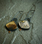 Changing Seasons — A Pair of Mismatched Dendritic Agate Earrings in Oxidized Sterling Silver and Gold