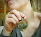 Up with the Morning Dew — An Opalized Petrified Wood Pendant Necklace in Oxidized Silver and 14kt Gold