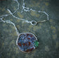 Secret Garden — A Plume Petrified Wood and Serpentine Necklace in Sterling Silver and Brass