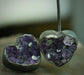 Celestial Surface — A Pair of Mismatched Raw Faced Amethyst Heart Earrings in Oxidized Sterling Silver
