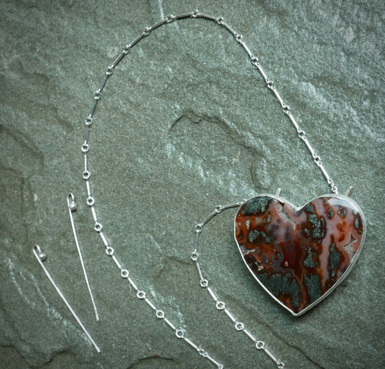 Healing Heart — A 2 in 1 Marcasite Heart Pendant Necklace and Brooch in Sterling Silver