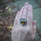 Deep in Autumn — A Dendritic Agate Ring in Oxidized and Shiny Sterling Silver and Solid 14kt Gold — Size 8