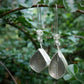 Silver Foliage — A Pair of Skeleton Leaf Clear Quartz Dangle Earrings in Sterling Silver