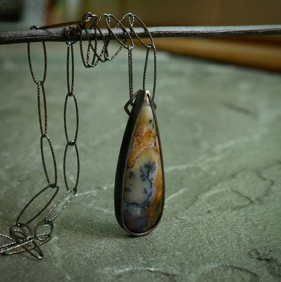 Wildflower Seedling — An Amethyst Sage Agate Pendant Necklace in Oxidized Silver