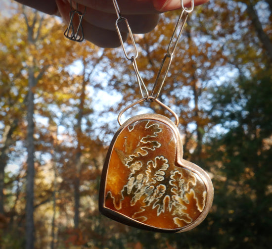 Unbreak my Heart — A Suture Ammonite Pendant Necklace in Oxidized Sterling Silver and Gold