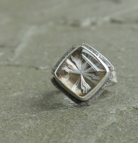 Frozen in Time: Ice Sculpture — A Bridewell Stone Ring in Sterling Silver — Size 7 1/2