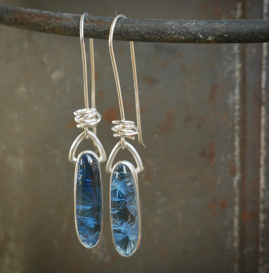 Frozen in Time: Blue Icicles — Bridewell Stone Dangle Earrings in Sterling Silver