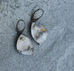 Skating Ponds — An Agate and Pyrite Pair of Dangle Earrings in Oxidized Silver and 14kt Gold