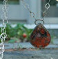 Maple Leaf Gradient — A Petrified Wood Pendant Necklace in Oxidized and Shiny Sterling Silver and 14kt Gold