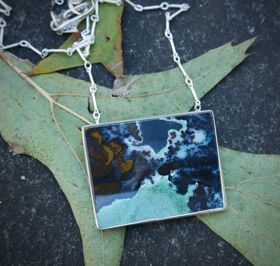 On A Certain River — A Scenic Gemsilica Landscape Pendant Necklace in Sterling Silver