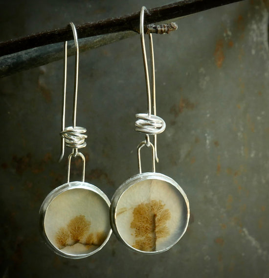 Wild Prairies — A Pair of Dendritic Agate Dangle Earrings in Sterling Silver