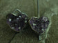 Celestial Surface — A Pair of Mismatched Raw Faced Amethyst Heart Earrings in Oxidized Sterling Silver
