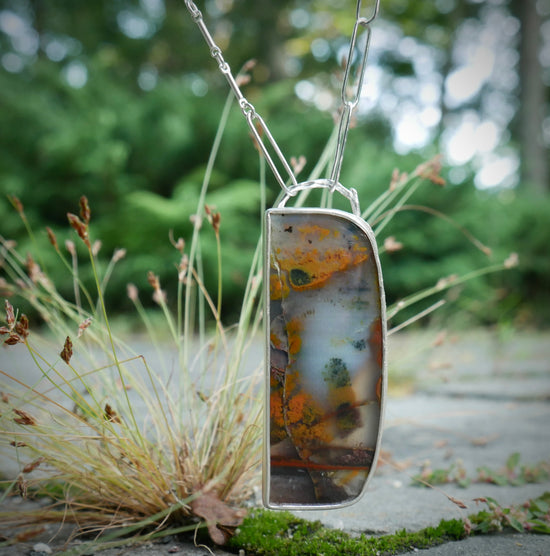 Autumn’s Gold - A Petrified Wood Opal Pendant Necklace in Sterling Silver