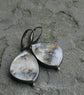 Skating Ponds — An Agate and Pyrite Pair of Dangle Earrings in Oxidized Silver and 14kt Gold