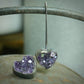 Celestial Surface — A Pair of Mismatched Raw Faced Amethyst Heart Earrings in Oxidized Sterling Silver