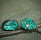 Fairy Dusted Grasslands — A Pair of Dioptase Druzy Stud Earrings in Oxidized Sterling Silver