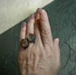 Moonlit Gardens — A Moonstone and Garden Quartz Spilt Shank Satellite Ring in Oxidized Sterling Silver — Size 5