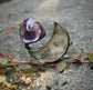 Salem Mystic — A Dendritic Agate and Amethyst Satellite Ring in Oxidized Sterling Silver — Size 8 1/2 to 9