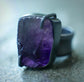 Violet Ice — An Natural Edged Amethyst Statement Ring in Oxidized Silver — Size 7 1/2