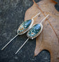 Forest Edge — A Pair of Mismatched Morning Dew Jasper Drop Earrings in Sterling Silver and Gold