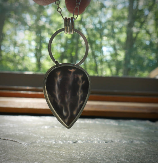 Violet Flowering — A Hidden Scene Purple Chalcedony Pendant Necklace in Sterling Silver