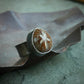 Star of the Seas — A Fossilized Sea Biscuit Adjustable Ring in Oxidized Sterling Silver and 14kt Gold — Size 8 1/2 to 9/12