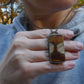 Autumn in New England — A Petrified Wood Pendant Necklace in Oxidized Sterling Silver and Solid 14kt Gold