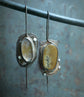 Golden Leaflets — A Pair of Dendritic Agate Dangle Earrings in Sterling Silver and Gold