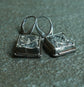 Chalkboard Treasures — A Pair of Pyrite in Slate Dangle Earrings in Oxidized Sterling Silver and 14kt Gold