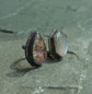 Moonlit Gardens — A Moonstone and Garden Quartz Spilt Shank Satellite Ring in Oxidized Sterling Silver — Size 5