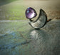 Salem Mystic — A Dendritic Agate and Amethyst Satellite Ring in Oxidized Sterling Silver — Size 8 1/2 to 9