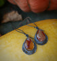 Maple Sap Drop Earrings — Botswana Agate Teardrops In Oxidized Sterling Silver and 14kt Gold Accents