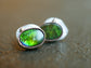 Alligator Eyes — A Pair of Ammolite Stud Earrings in Sterling Silver and 14kt Gold