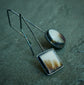 Picture Windows — A Pair of Dendritic Agate Drop Earrings in Oxidized Sterling Silver and 24kt Gold Leaf