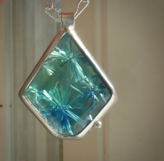 Frozen in Time: North Atlantic Seas — A Bridewell Stone Pendant Necklace in Sterling Silver