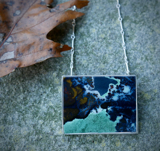 On A Certain River — A Scenic Gemsilica Landscape Pendant Necklace in Sterling Silver
