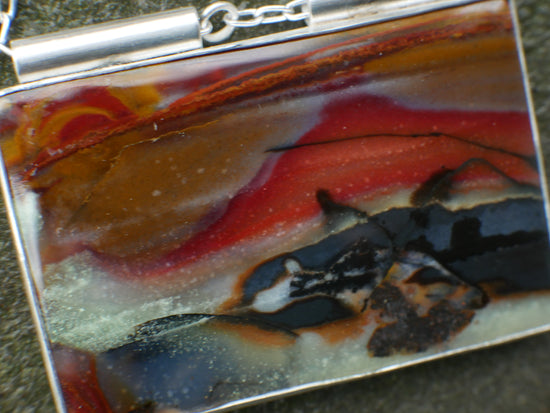 Otherworldly Sunrise — A Landscape Jasper Pendant Necklace in Sterling Silver